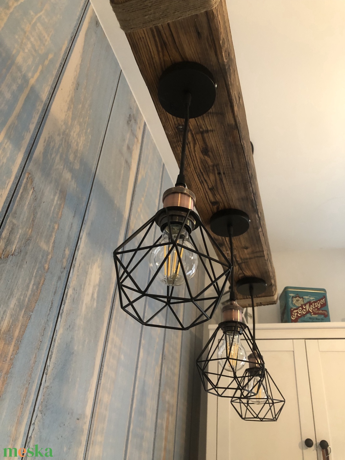 Rusztikus egyedi fa mennyezeti lámpa, csillár - otthon & életmód - lámpa - hangulatlámpa - Meska.hu