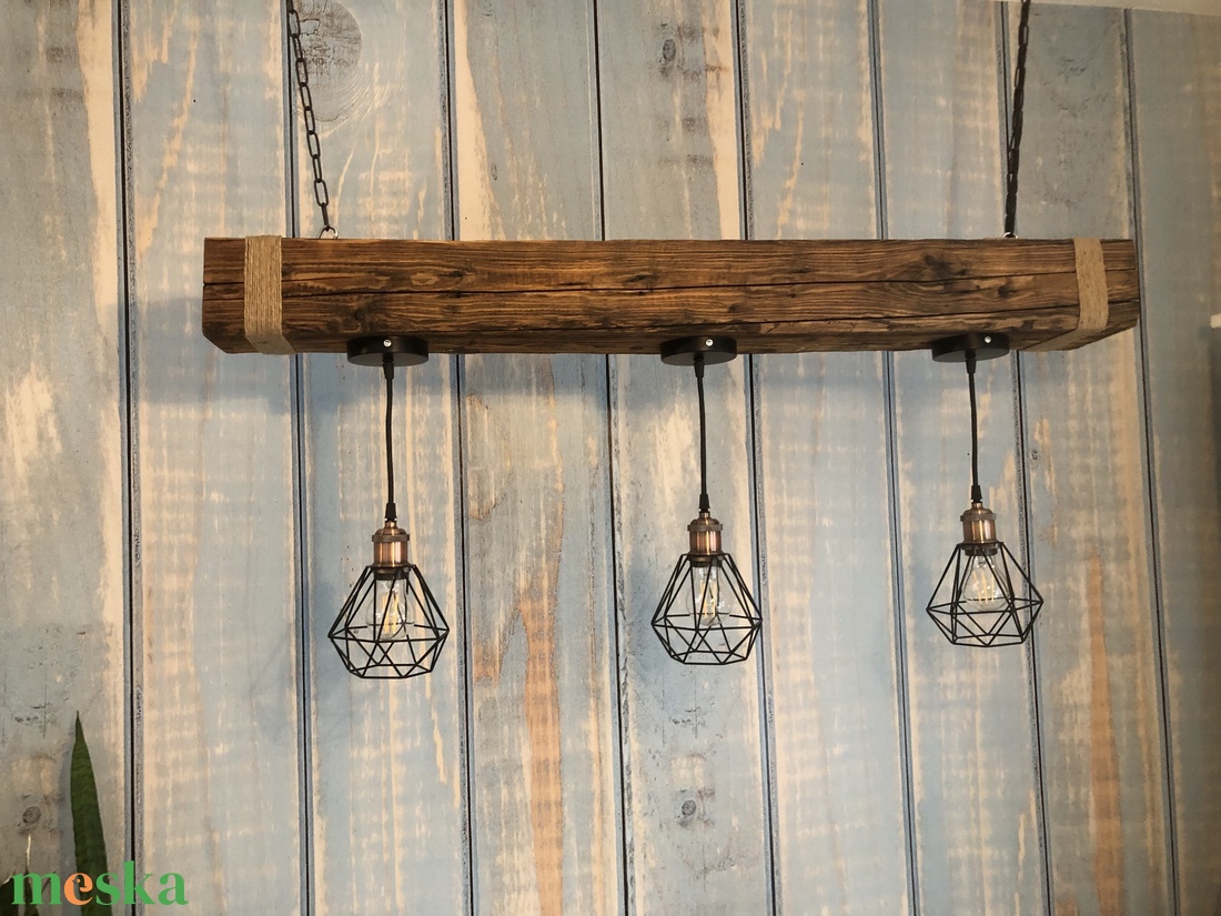 Rusztikus egyedi fa mennyezeti lámpa, csillár - otthon & életmód - lámpa - hangulatlámpa - Meska.hu