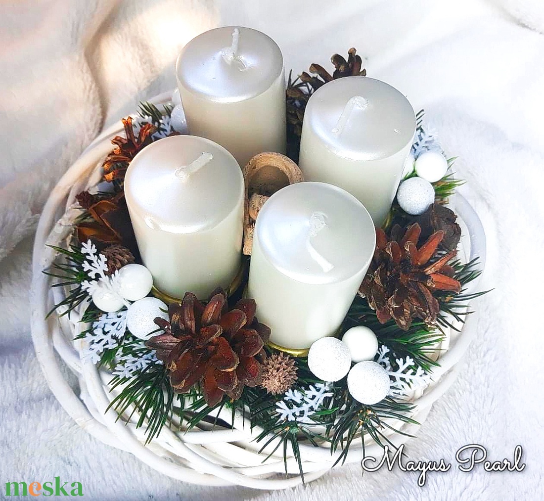 Fehér adventi asztaldísz - karácsony - adventi díszek - adventi asztaldísz - Meska.hu Fehér adventi asztaldísz - karácsony - adventi díszek - adventi asztaldísz - Meska.hu