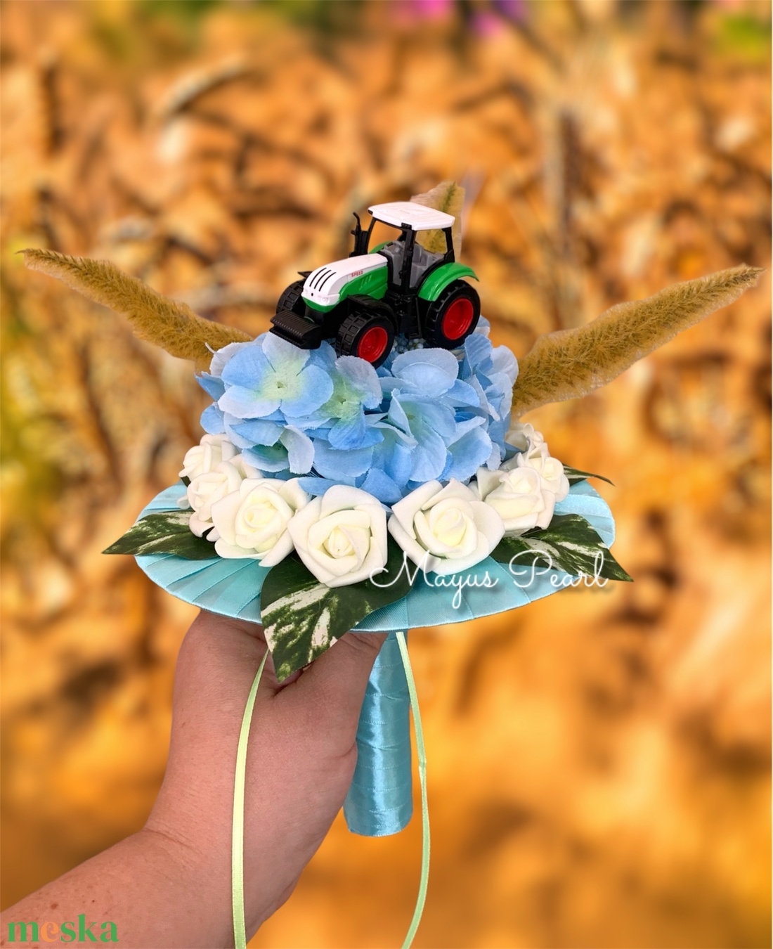 Ballagási örök csokor traktoros - otthon & életmód - dekoráció - virágdekoráció - virágok - virágcsokor - Meska.hu