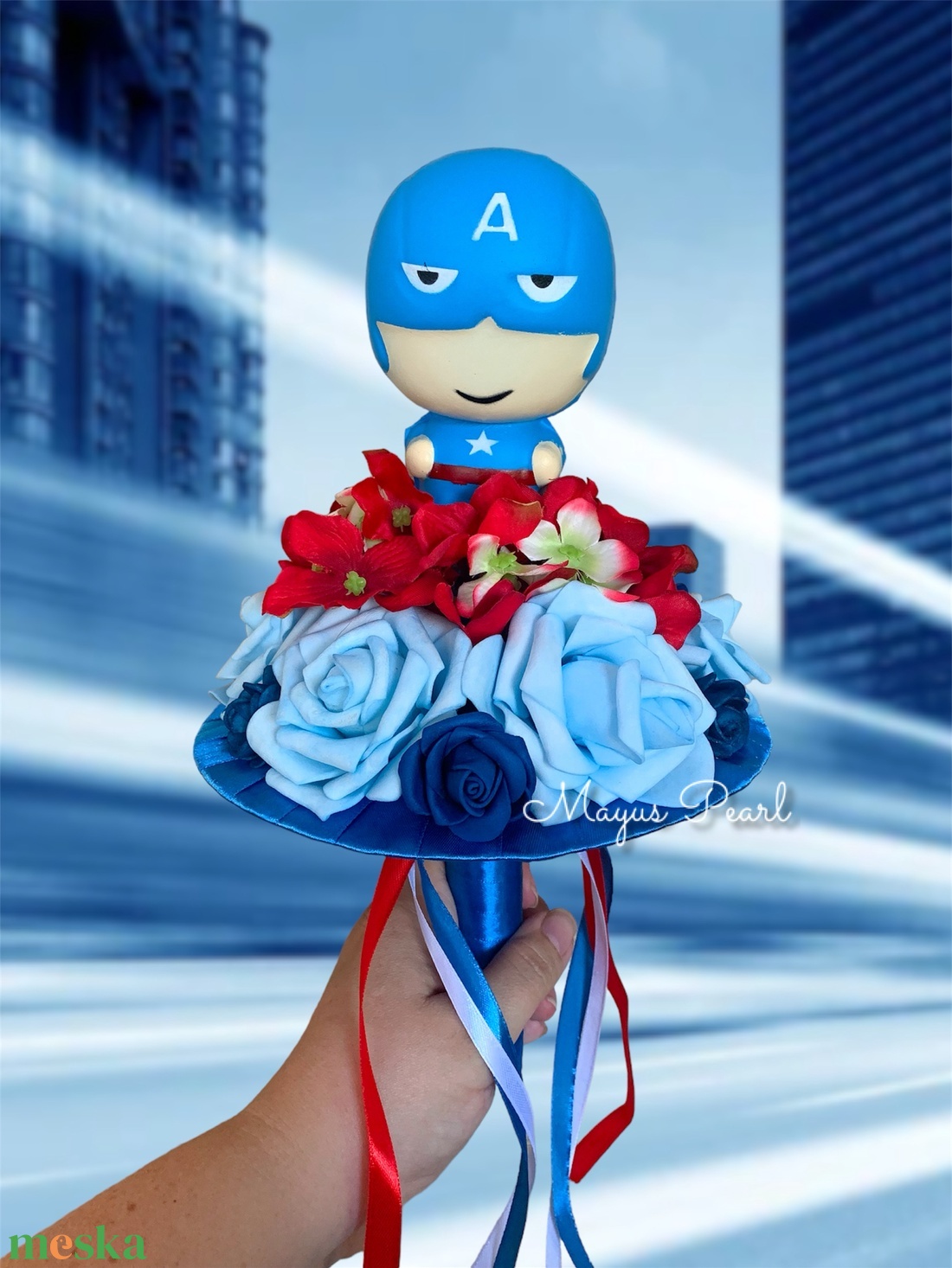 Ballagási örök csokor Amerika Kapitányos - otthon & életmód - dekoráció - virágdekoráció - virágok - virágcsokor - Meska.hu