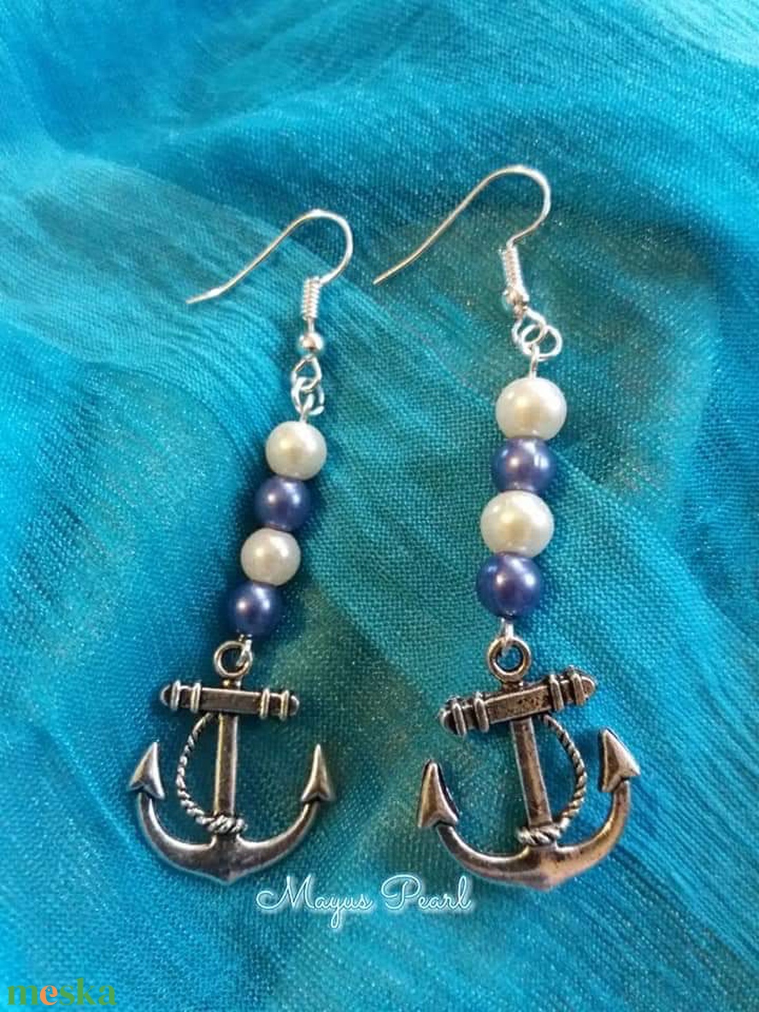 Tengerész fülbevaló - ékszer - fülbevaló - lógó fülbevaló - Meska.hu