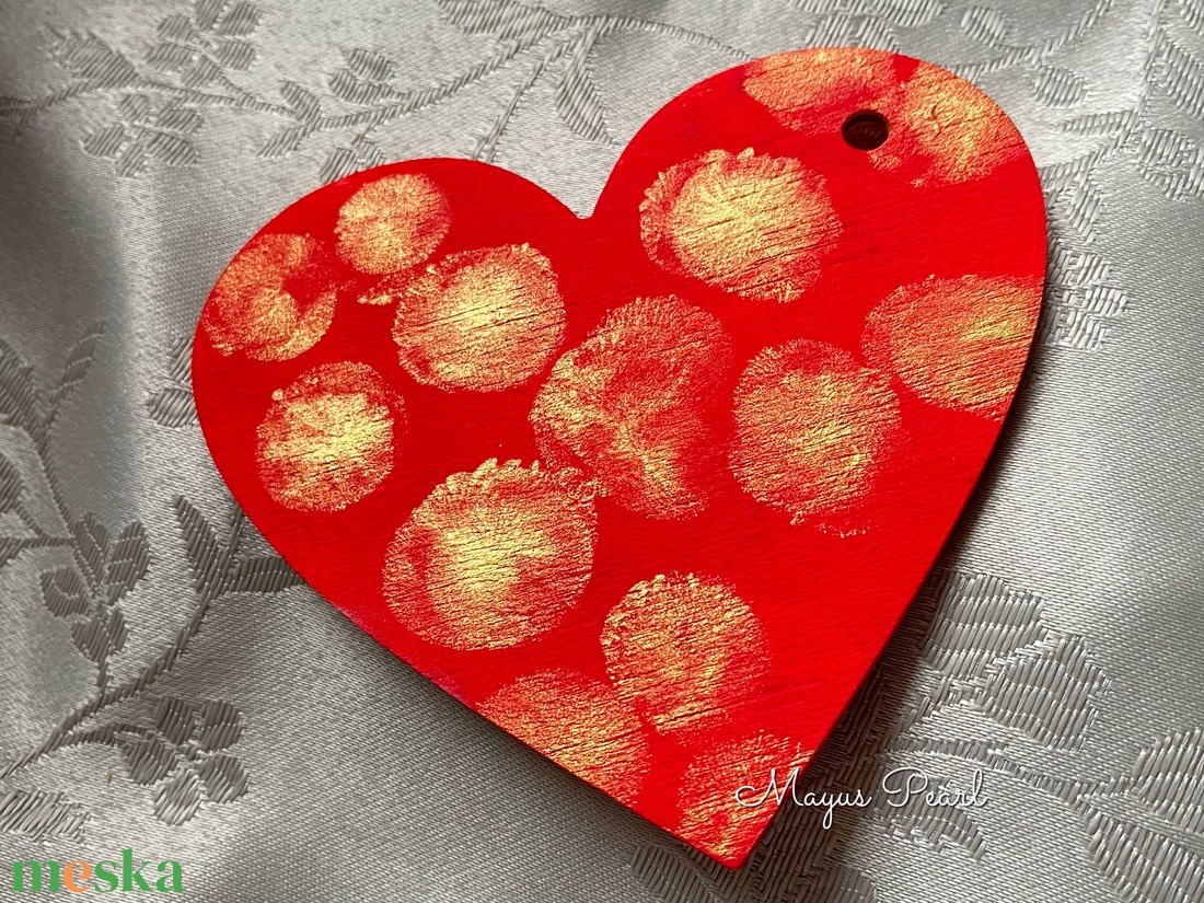 Festett fa karácsonyfadísz szív - karácsony - karácsonyi lakásdekoráció - karácsonyfadíszek - Meska.hu