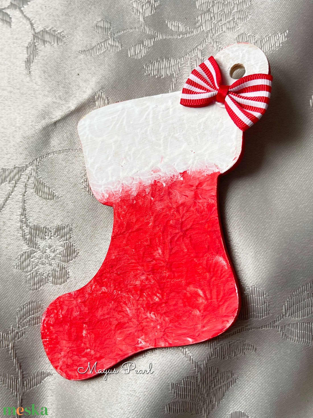 Festett fa karácsonyfadísz csizma - karácsony - karácsonyi lakásdekoráció - karácsonyfadíszek - Meska.hu