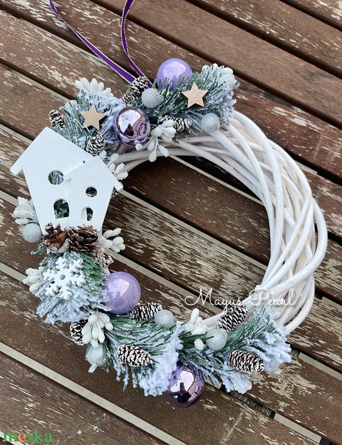 Téli kopogtató - karácsony - karácsonyi lakásdekoráció - karácsonyi ajtódíszek - Meska.hu