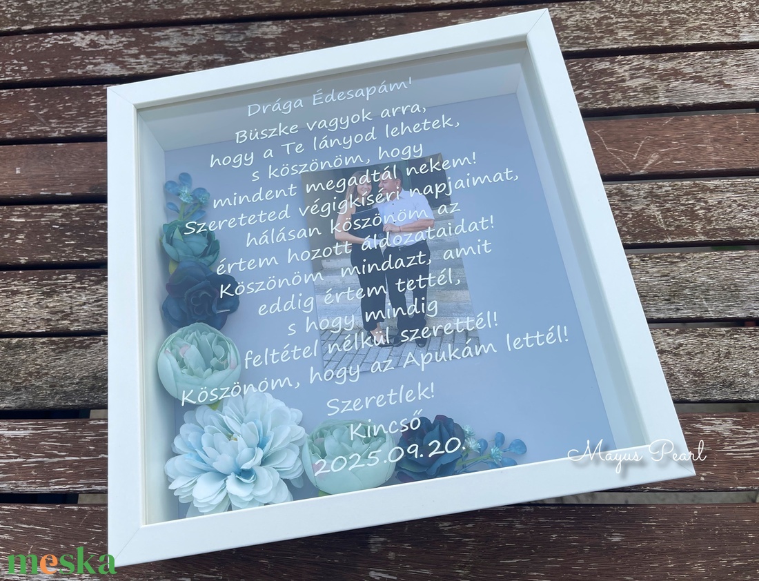Virágos szülőköszöntő ajándék fotóval - esküvő - emlék & ajándék - szülőköszöntő ajándék - Meska.hu