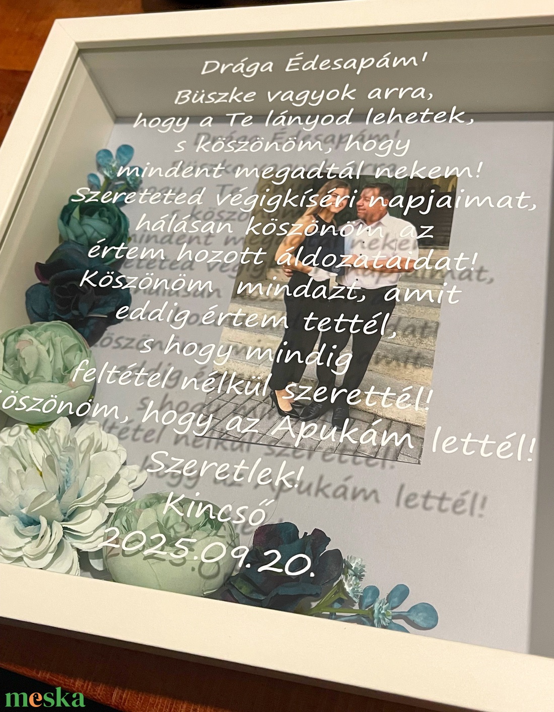 Virágos szülőköszöntő ajándék fotóval - esküvő - emlék & ajándék - szülőköszöntő ajándék - Meska.hu