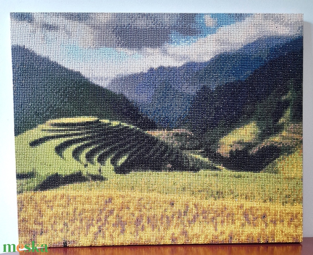 Aranyló dombvidék � 40x50 cm-es gyémántszemes falikép - otthon & életmód - dekoráció - fali és függő dekoráció - falra akasztható dekor - Meska.hu