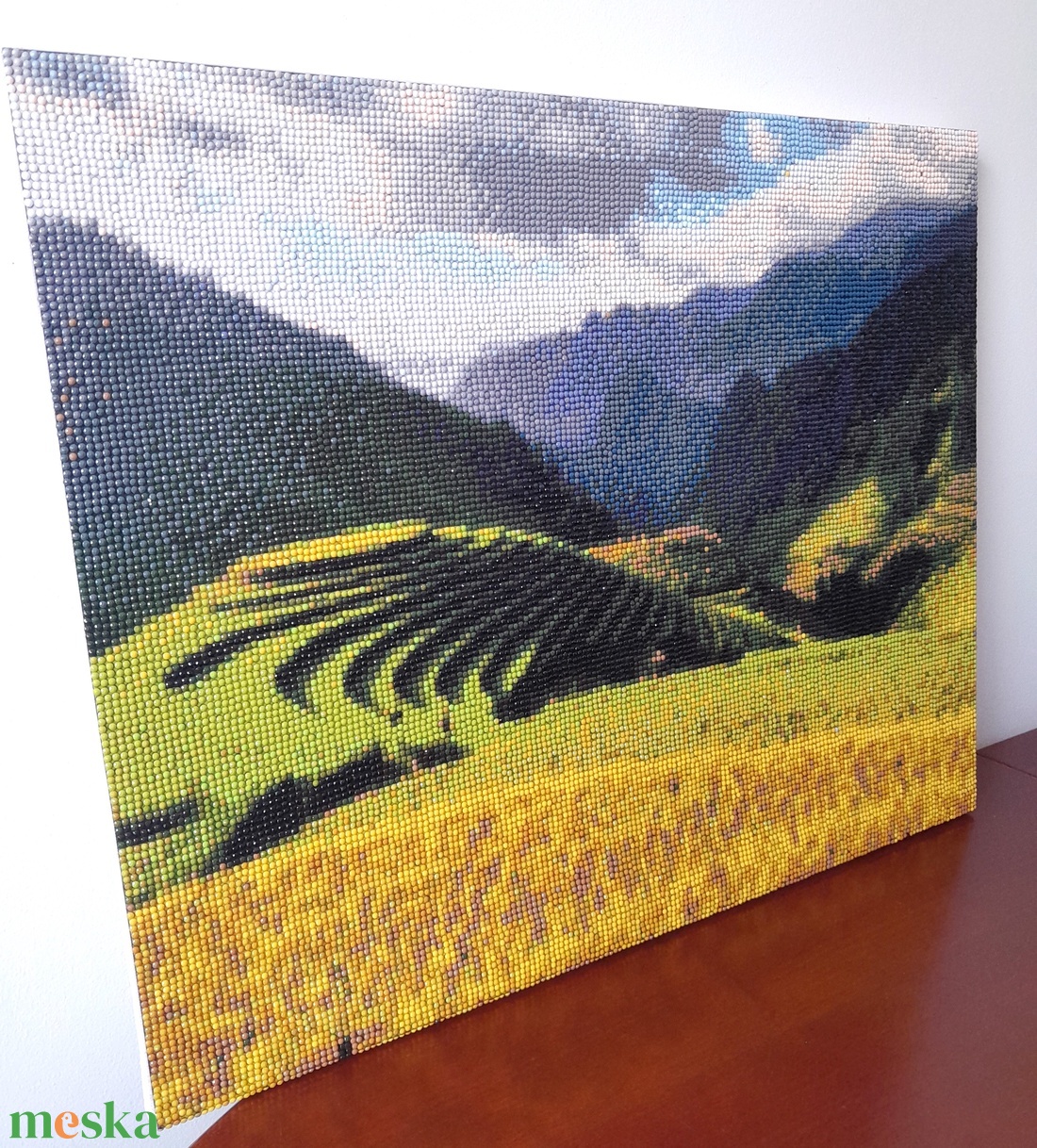 Aranyló dombvidék � 40x50 cm-es gyémántszemes falikép - otthon & életmód - dekoráció - fali és függő dekoráció - falra akasztható dekor - Meska.hu