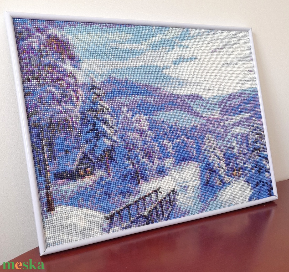 Téli táj � 30x40 cm-es gyémántszemes falikép - otthon & életmód - dekoráció - fali és függő dekoráció - falra akasztható dekor - Meska.hu
