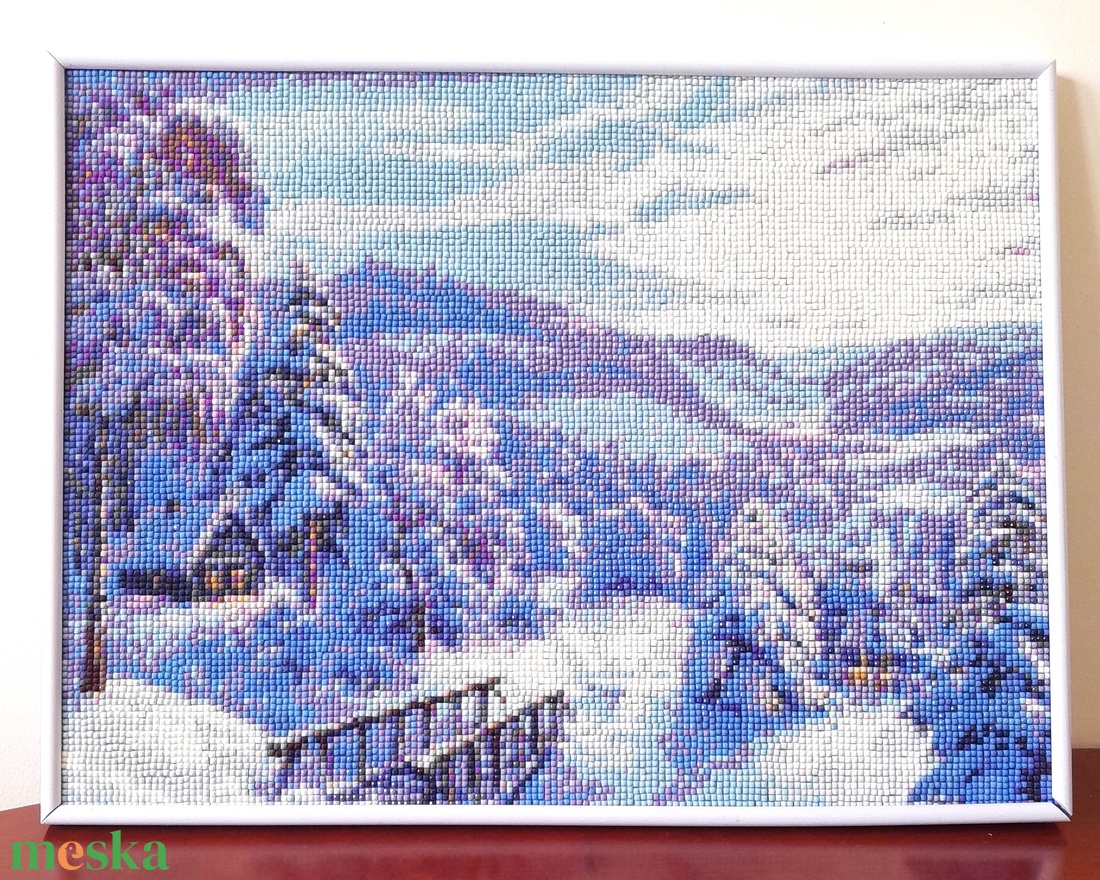 Téli táj � 30x40 cm-es gyémántszemes falikép - otthon & életmód - dekoráció - fali és függő dekoráció - falra akasztható dekor - Meska.hu