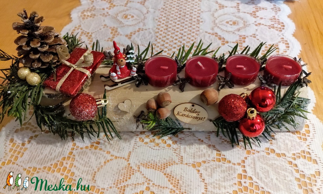 Adventi farönk asztaldísz rénszarvassal és sült alma illatú mécsesekkel - karácsony - adventi díszek - adventi koszorú - Meska.hu Adventi farönk asztaldísz rénszarvassal és sült alma illatú mécsesekkel - karácsony - adventi díszek - adventi koszorú - Meska.hu