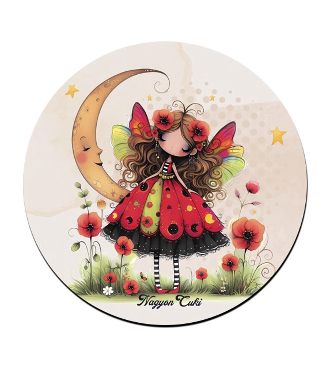 Cuki pipacs tündérlány és a hold bögre alátét -  - Meska.hu