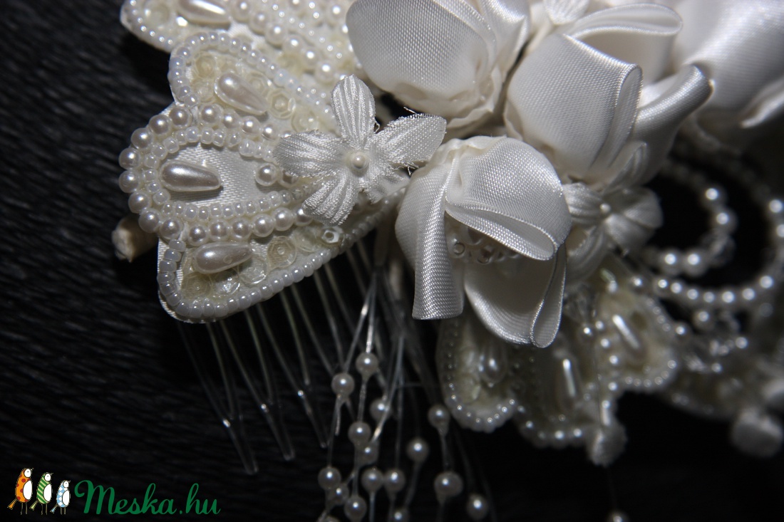 Vintage menyasszonyi fejdísz,hajdísz,selyem virágos -  - Meska.hu