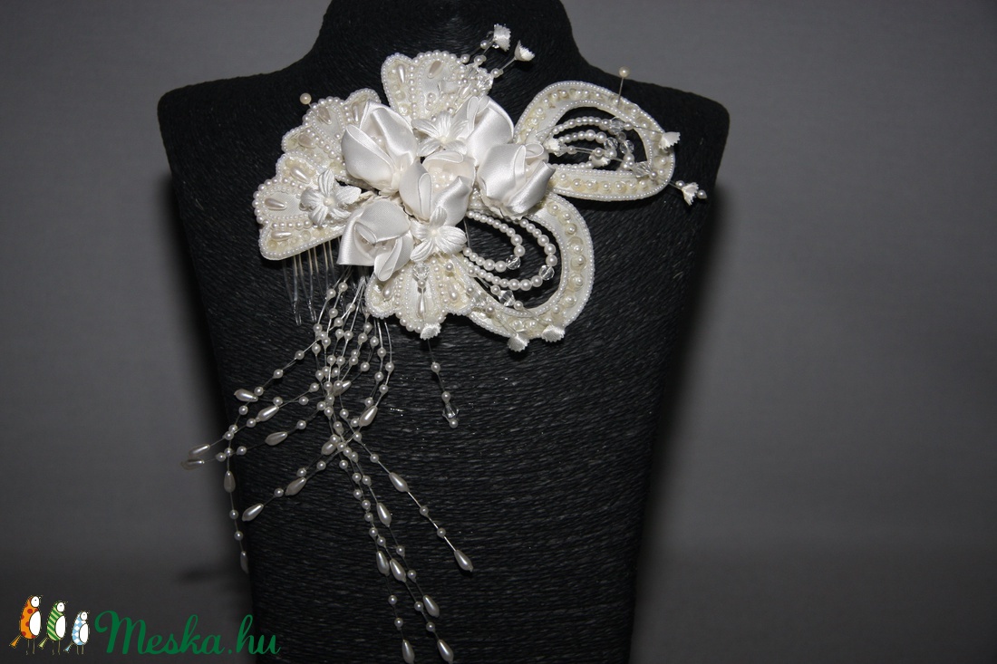 Vintage menyasszonyi fejdísz,hajdísz,selyem virágos -  - Meska.hu