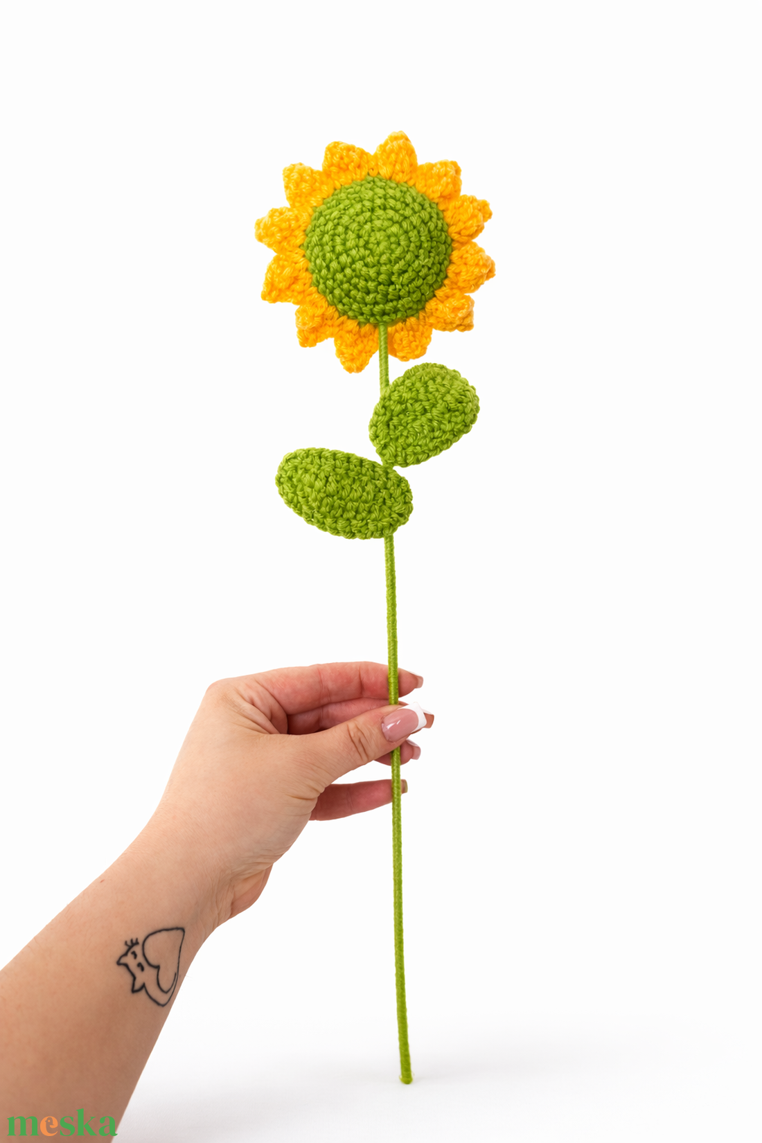 Horgolt napraforgó  - otthon & életmód - virágdekoráció - virágok - szálas virág - Meska.hu