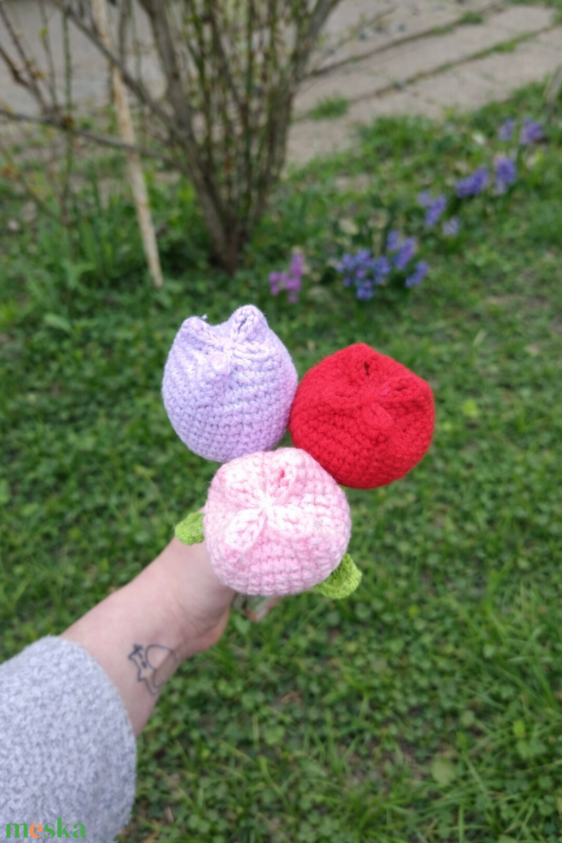 Horgolt tulipán  - otthon & életmód - virágdekoráció - virágok - szálas virág - Meska.hu