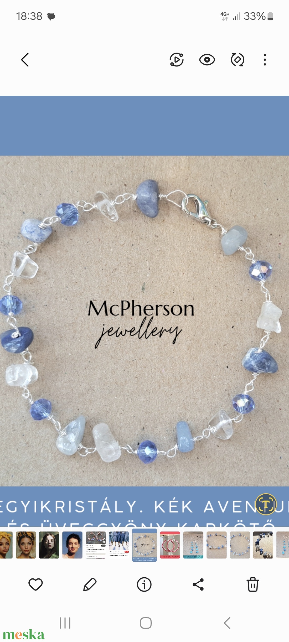 Kék aventurin és hegyikristály karkötő - ékszer - karkötő - ásványkarkötő - Meska.hu