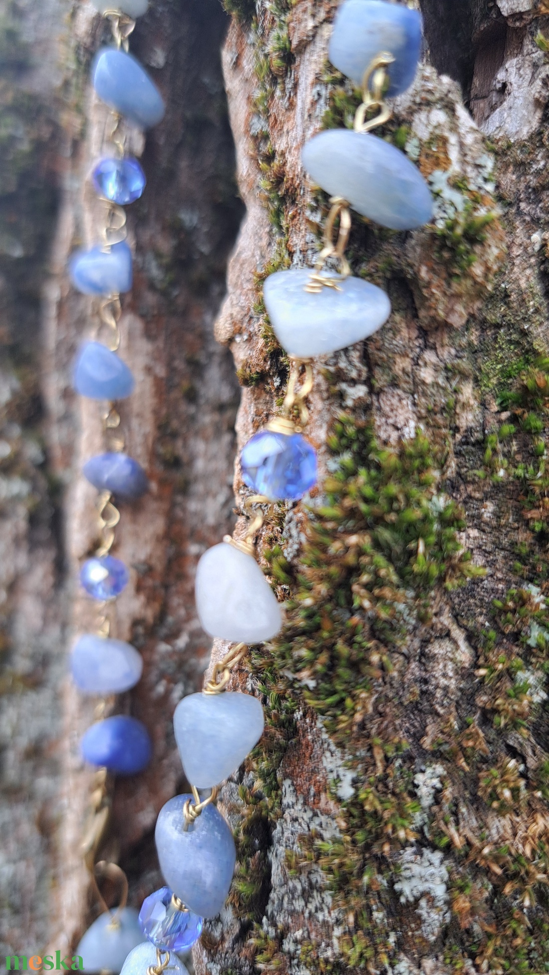 Kék aventurin és hegyikristály karkötő - ékszer - karkötő - ásványkarkötő - Meska.hu