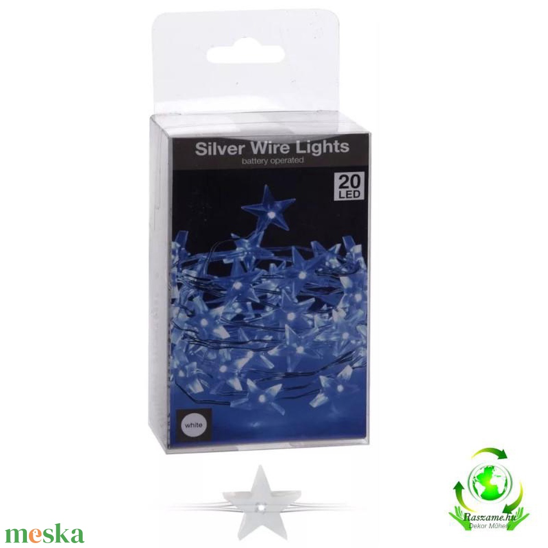 20 led-es ezüst drótkábeles csillagfüzér elemes (elem nélkül) - hideg fehér - kellékek & szerszámok - dekorációs kellékek - egyéb kellékek - Meska.hu 20 led-es ezüst drótkábeles csillagfüzér elemes (elem nélkül) - hideg fehér - kellékek & szerszámok - dekorációs kellékek - egyéb kellékek - Meska.hu