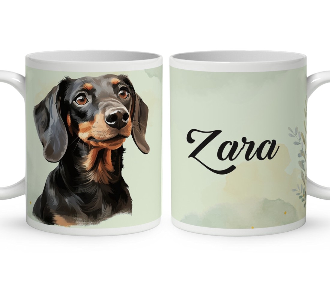 Névvel kérhető - Fekete tacskó portré mintás bögre - otthon & életmód - konyhafelszerelés, tálalás - tálalás - bögre & csésze - Meska.hu