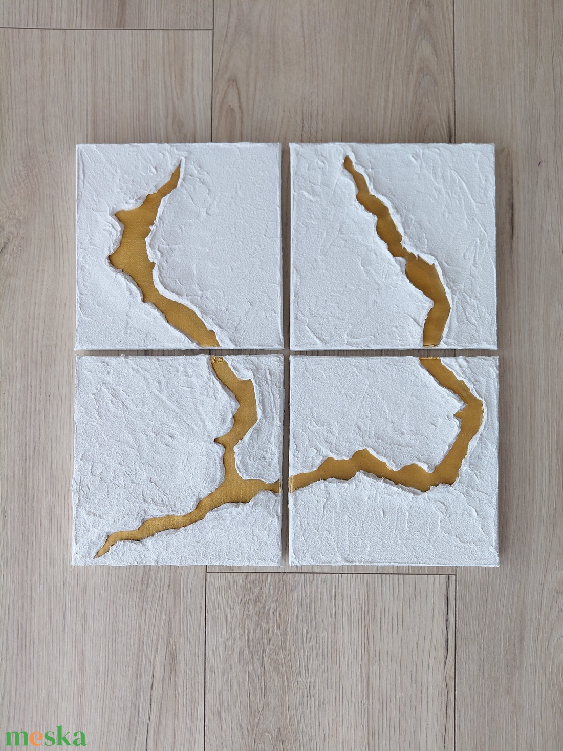 Töréspont � modern texturált falikép, 4 részes minimalista faldekor - művészet - festmény - festmény vegyes technika - Meska.hu