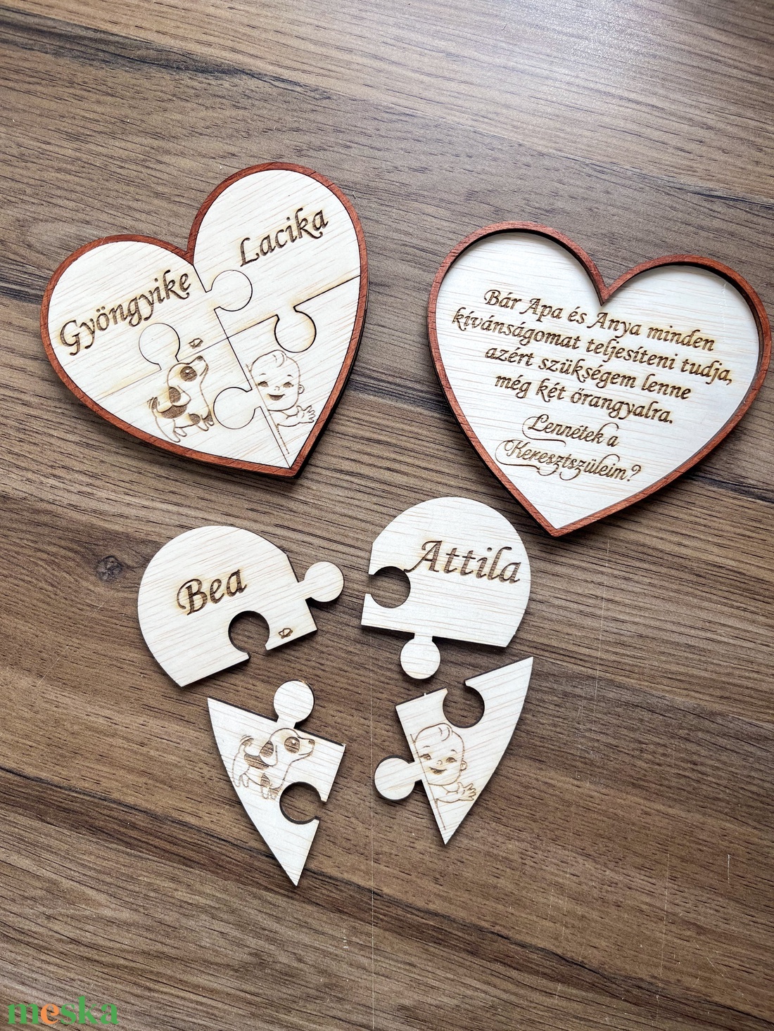 Személyre szabott fa szív-puzzle, Keresztszülő felkérő ajándék - játék & sport - keresztelőajándékok - Meska.hu Személyre szabott fa szív-puzzle, Keresztszülő felkérő ajándék - játék & sport - keresztelőajándékok - Meska.hu