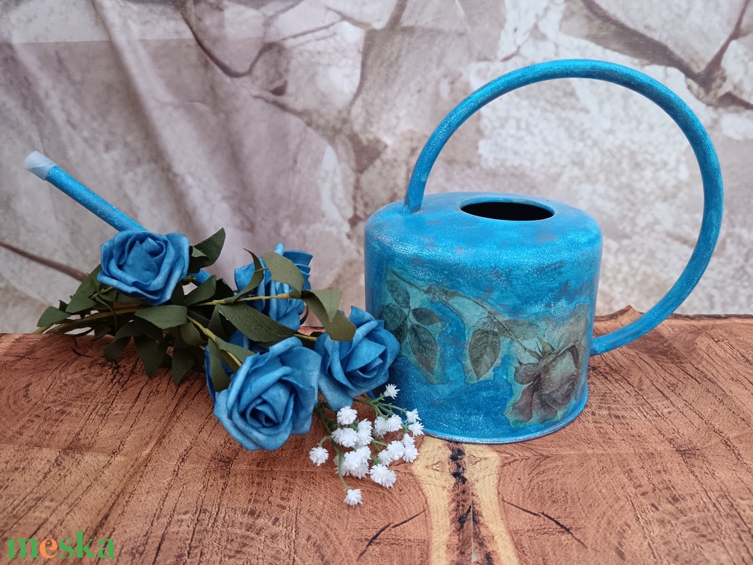 Kék Rózs�s Vintage locsoló kanna  - otthon & életmód - ház & kert - szerszám & eszközök - Meska.hu