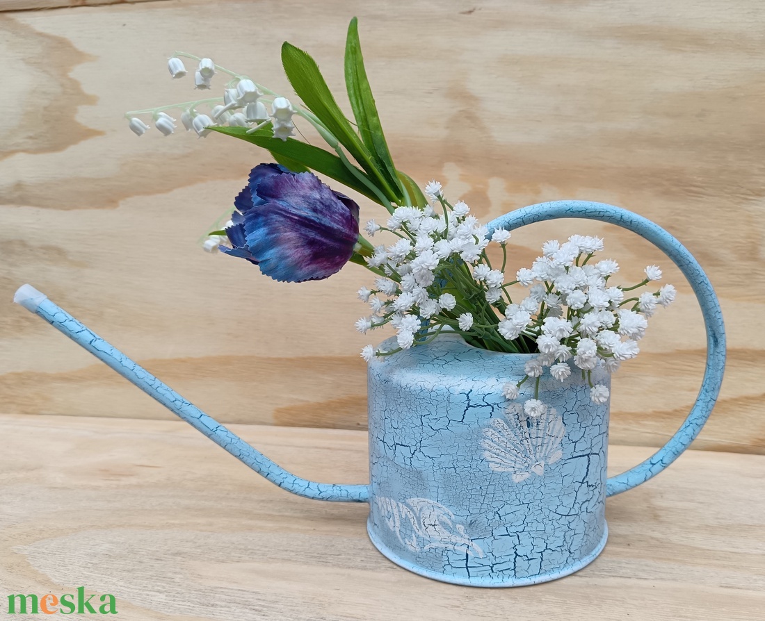 Tengerparti álomAntikolt kék dekorációs szett/kanna és fa ládika  - otthon & életmód - ház & kert - szerszám & eszközök - Meska.hu