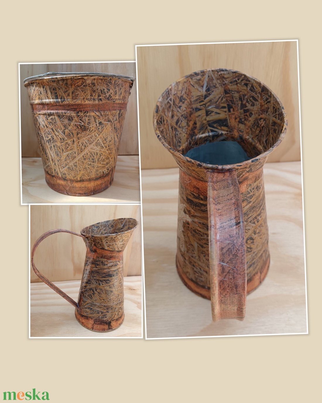 Rusztikus Vidéki kancsó és kaspó  - otthon & életmód - virágdekoráció - virágtartó - kaspó - Meska.hu