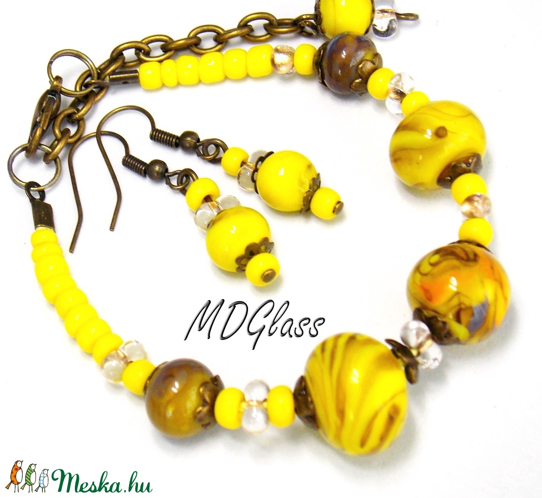 Napfényes tengerpart  lámpagyöngyös karkötő, lógós fülbevalól -  - Meska.hu
