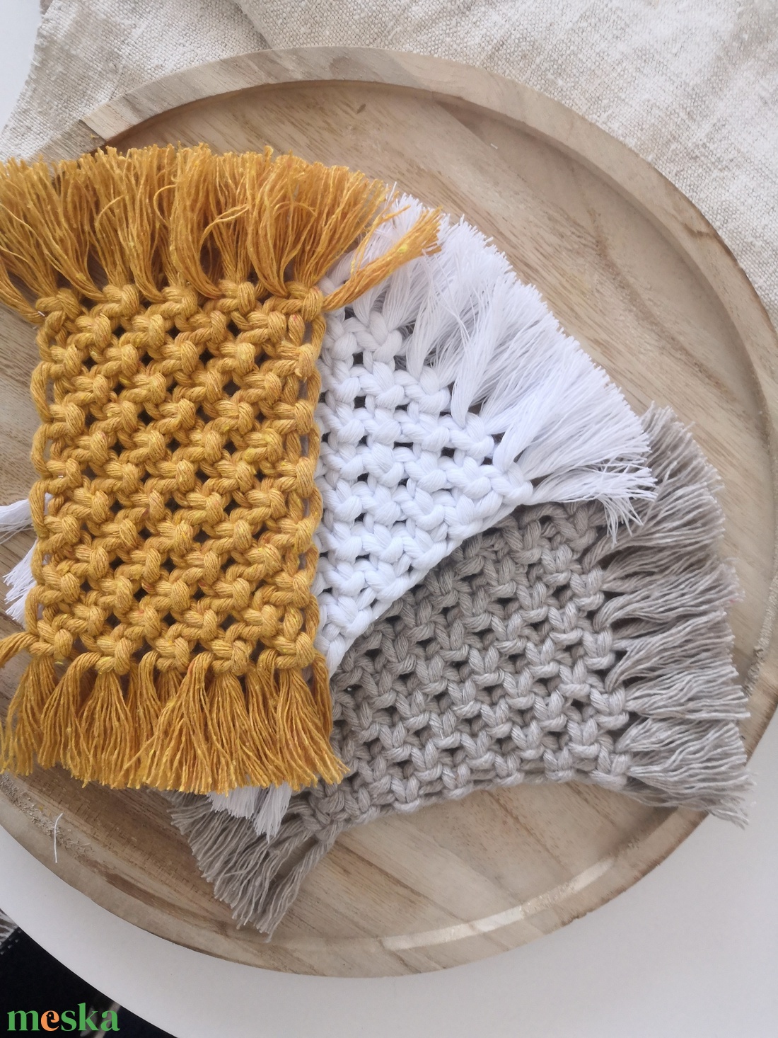 Makramé alátét - otthon & életmód - dekoráció - asztal és polc dekoráció - asztaldísz - Meska.hu