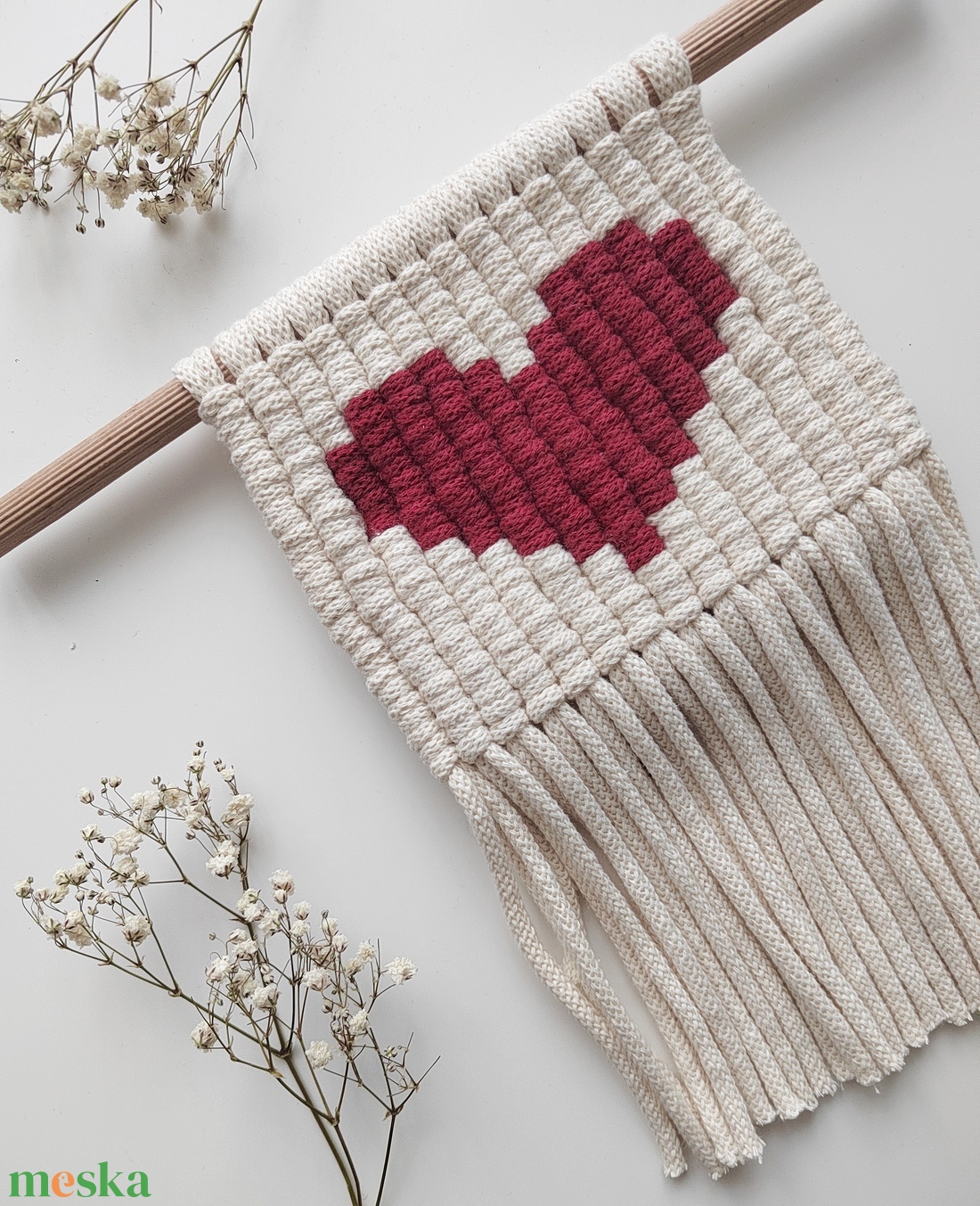 Makramé szív pixelkép  - otthon & életmód - dekoráció - kép & falikép - több részes kép - Meska.hu