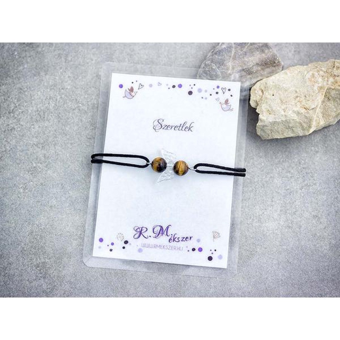 Szeretlek tigrisszem angyal karkötő - ékszer - karkötő - gyöngyös karkötő - Meska.hu