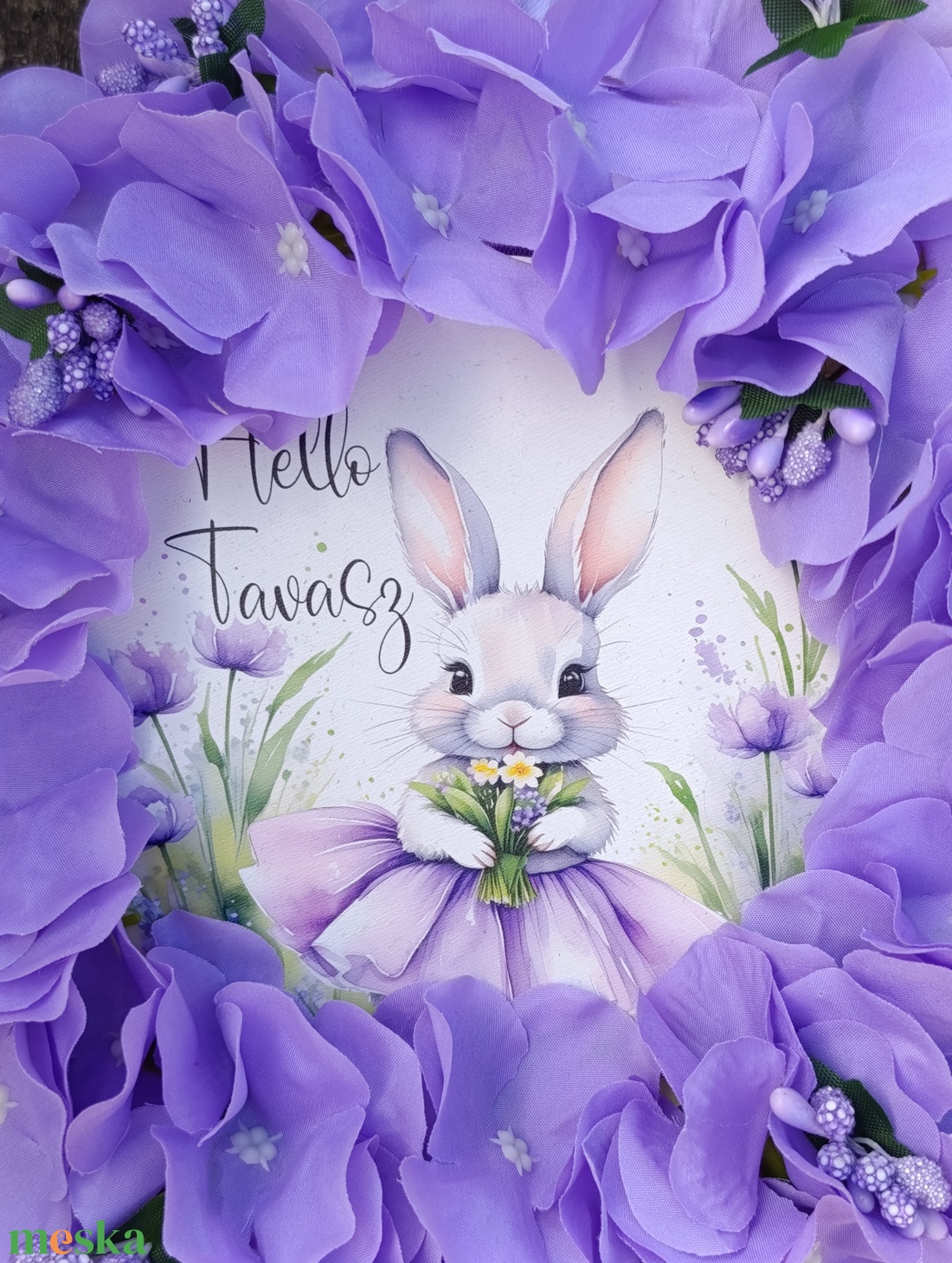 Nyuszis ajtódísz  - ünnepi díszek, dekorációk - húsvéti díszek és dekorációk - húsvéti ajtódísz, kopogtató - Meska.hu