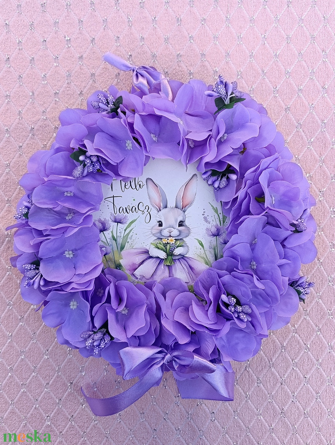 Nyuszis ajtódísz  - ünnepi díszek, dekorációk - húsvéti díszek és dekorációk - húsvéti ajtódísz, kopogtató - Meska.hu