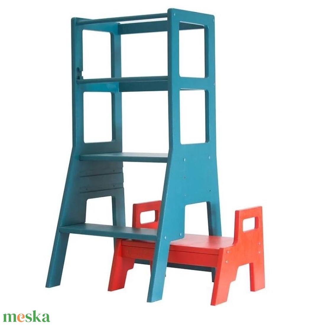 Állítható magasságú Konyhai fellépő, Tanulótorony, Mini sámlival - otthon & életmód - bútor - konyhai fellépő - Meska.hu