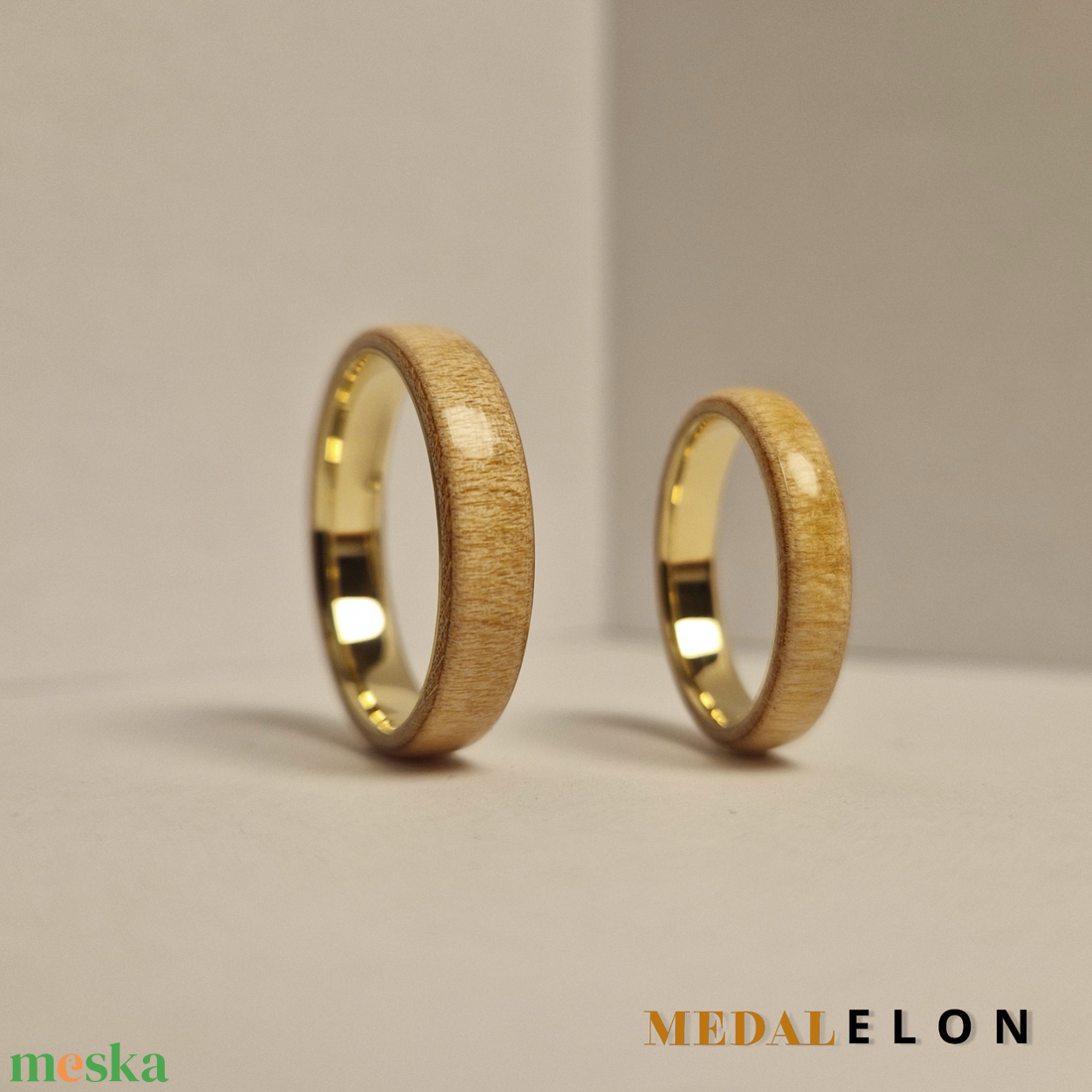 Sárgaréz és kőris fa gyűrű - ékszer - gyűrű - kerek gyűrű - Meska.hu