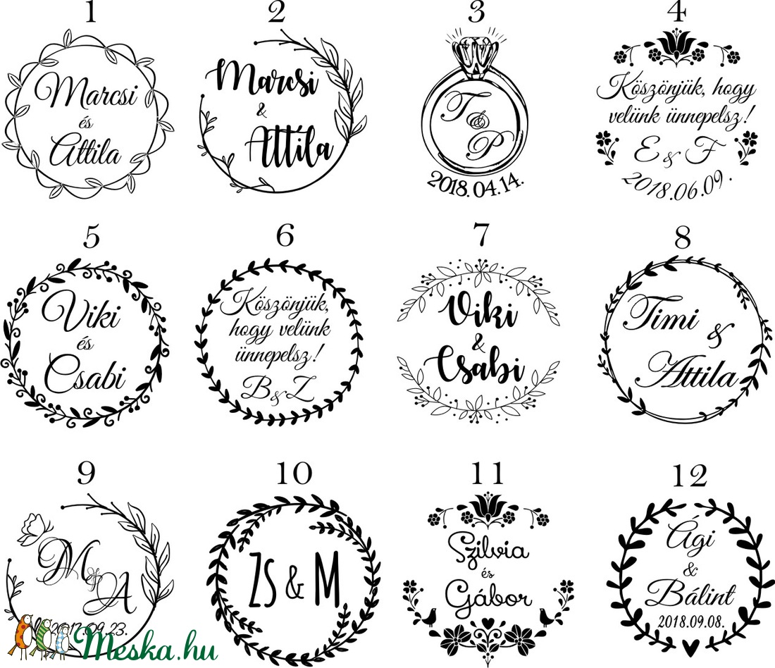 45mm Esküvői nyomda, pecsét kívánság szerint, esküvő, házasság, házasságkötés -  - Meska.hu
