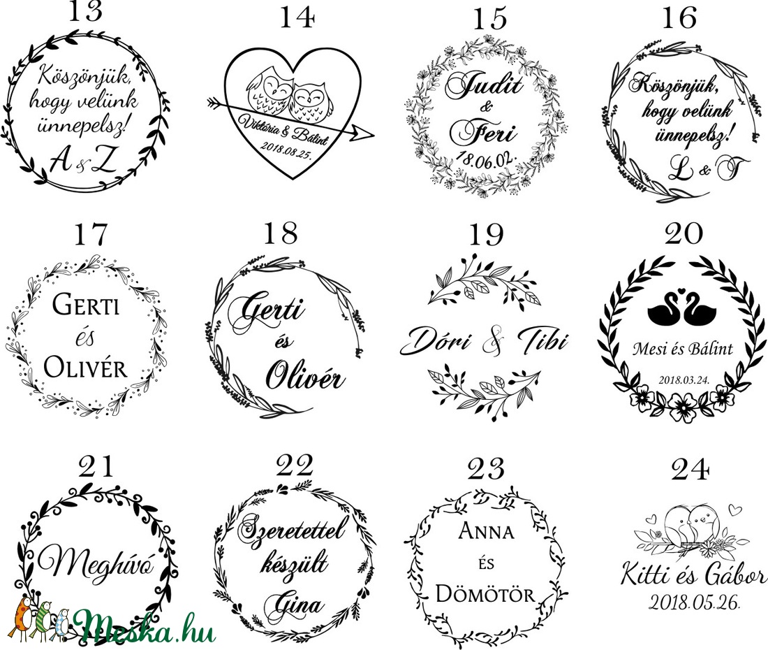 45mm Esküvői nyomda, pecsét kívánság szerint, esküvő, házasság, házasságkötés -  - Meska.hu