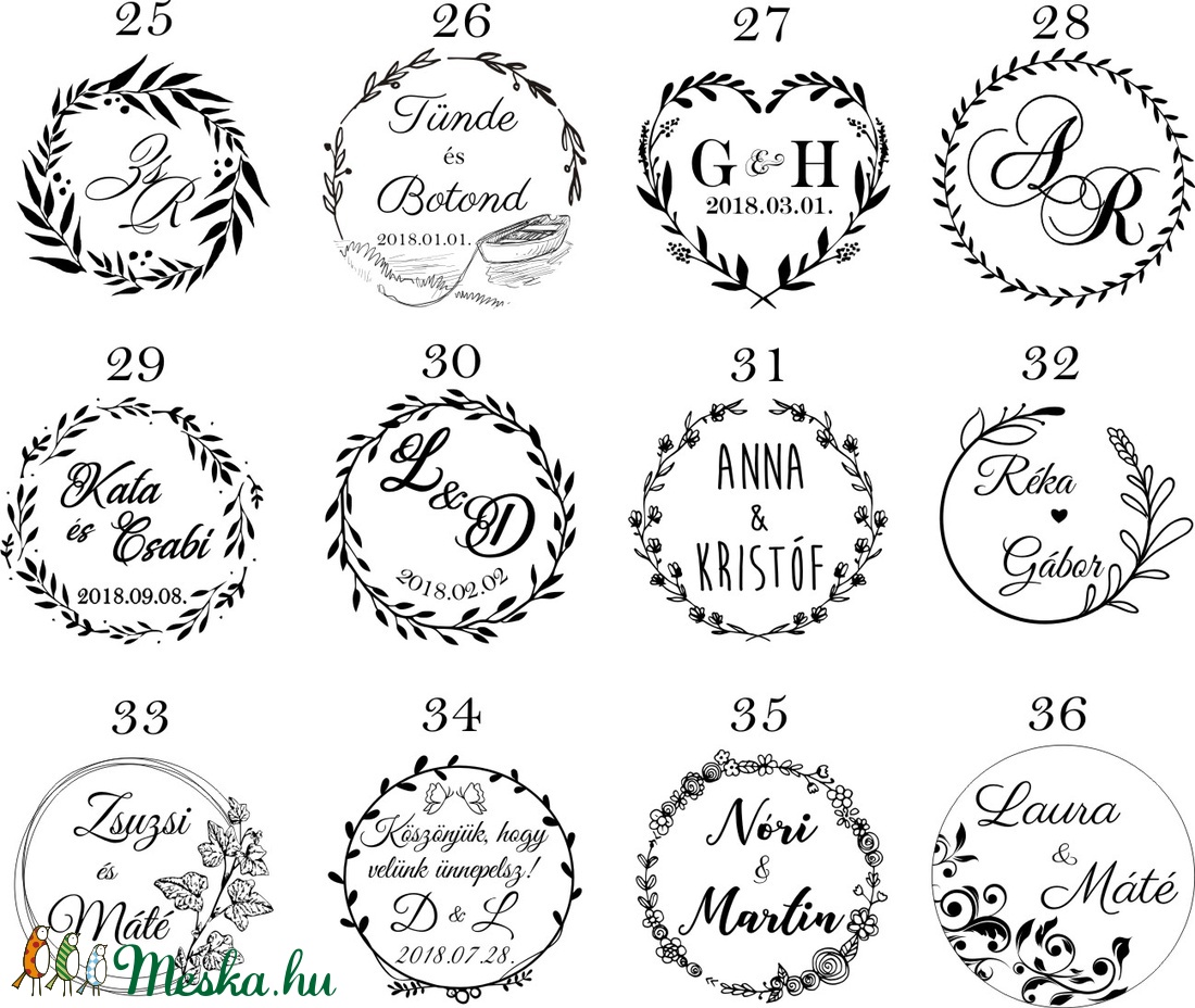 45mm Esküvői nyomda, pecsét kívánság szerint, esküvő, házasság, házasságkötés -  - Meska.hu
