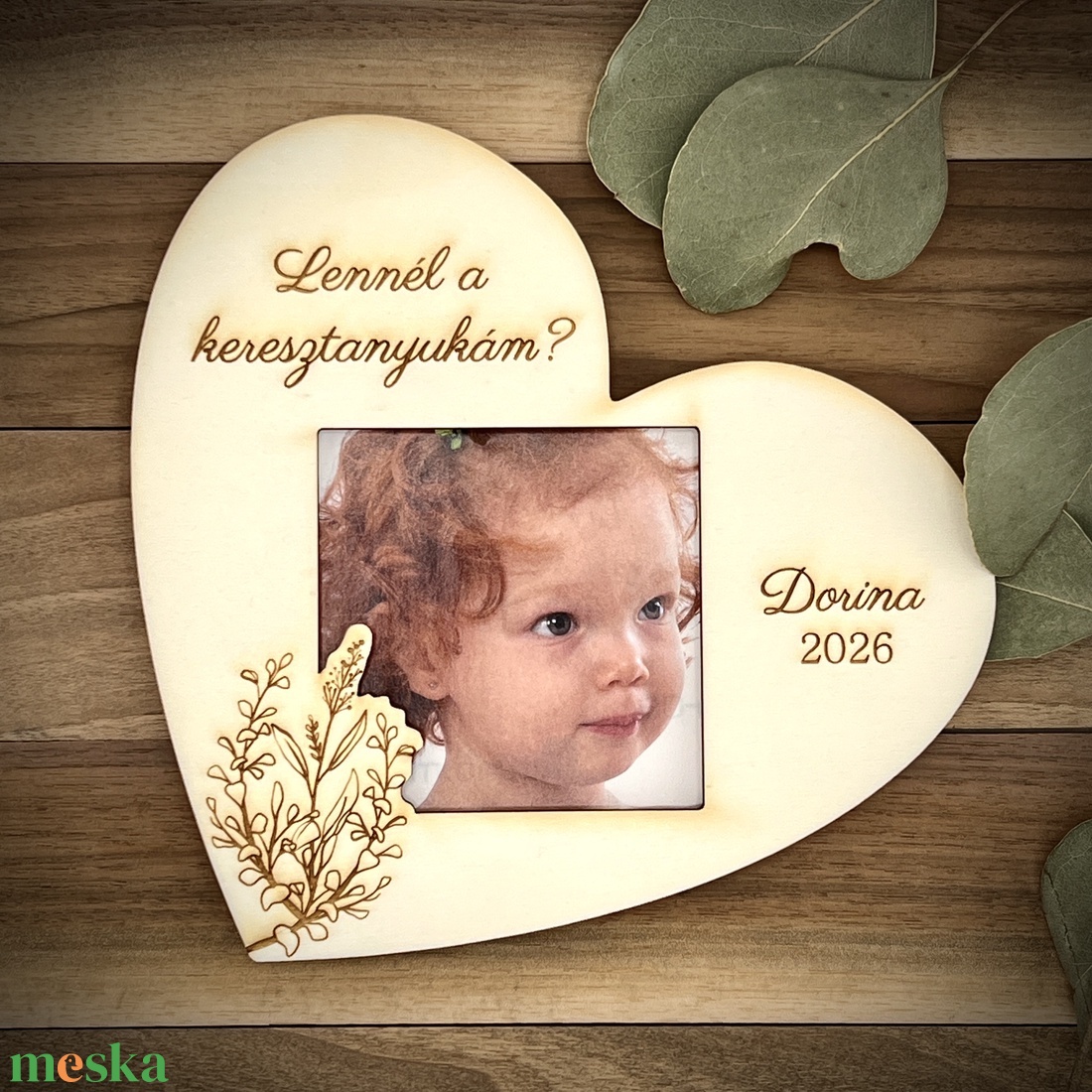 Szív formájú hűtőmágnes képtartóval - baba - mama - keresztelő kellékek - keresztszülő felkérő - Meska.hu
