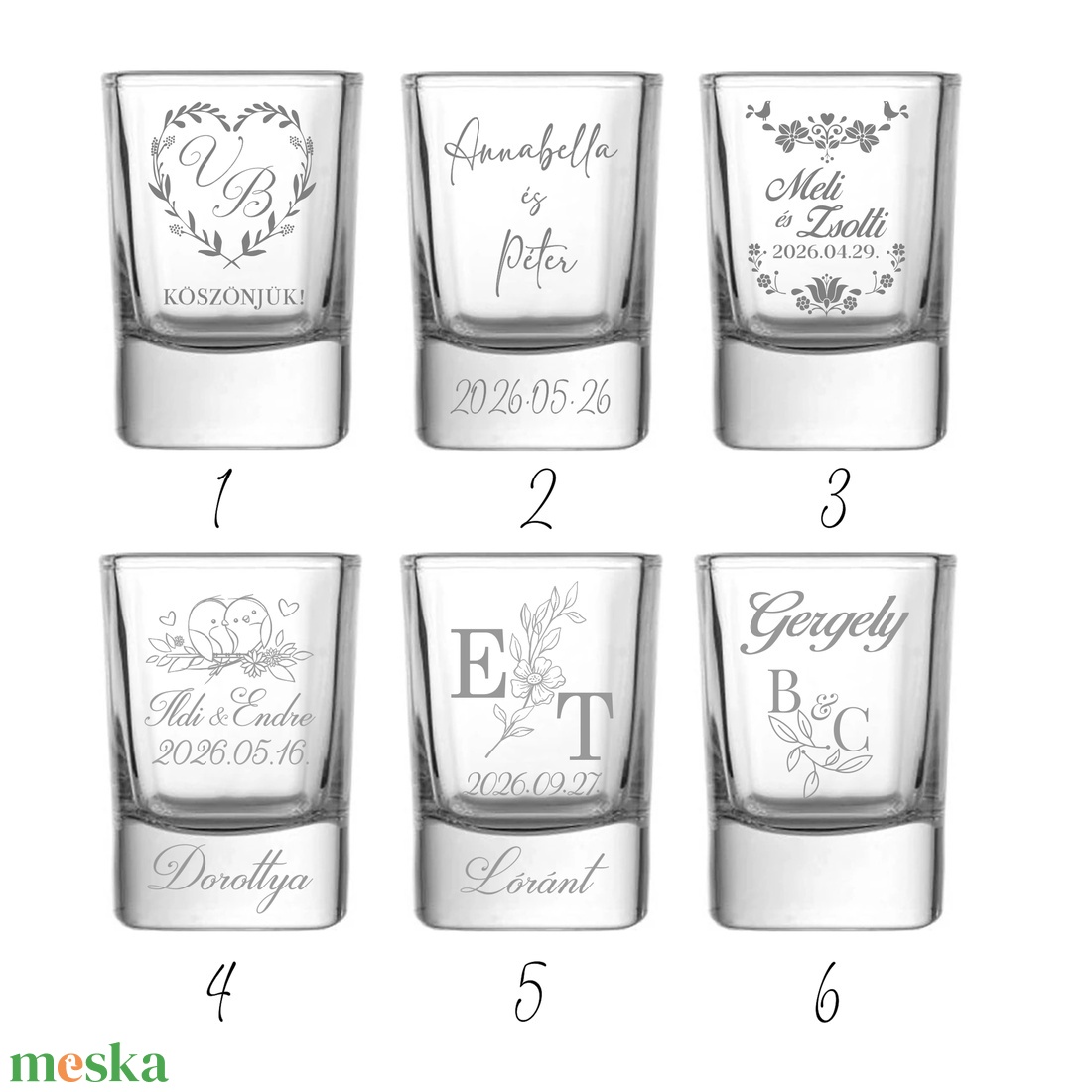 Pálinkás pohár gravírozással - esküvői köszönőajándék - esküvő - emlék & ajándék - köszönőajándék - Meska.hu