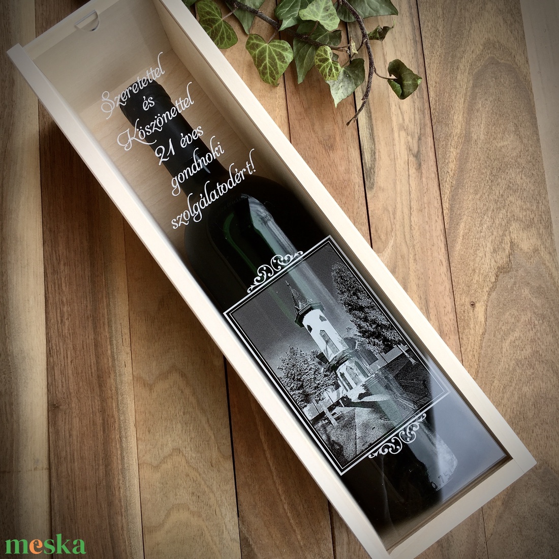 Bortartó doboz, italos fadoboz fotógravírozással díszített akril előlappal - otthon & életmód - konyhafelszerelés, tálalás - italos kellékek - boros díszdoboz - Meska.hu