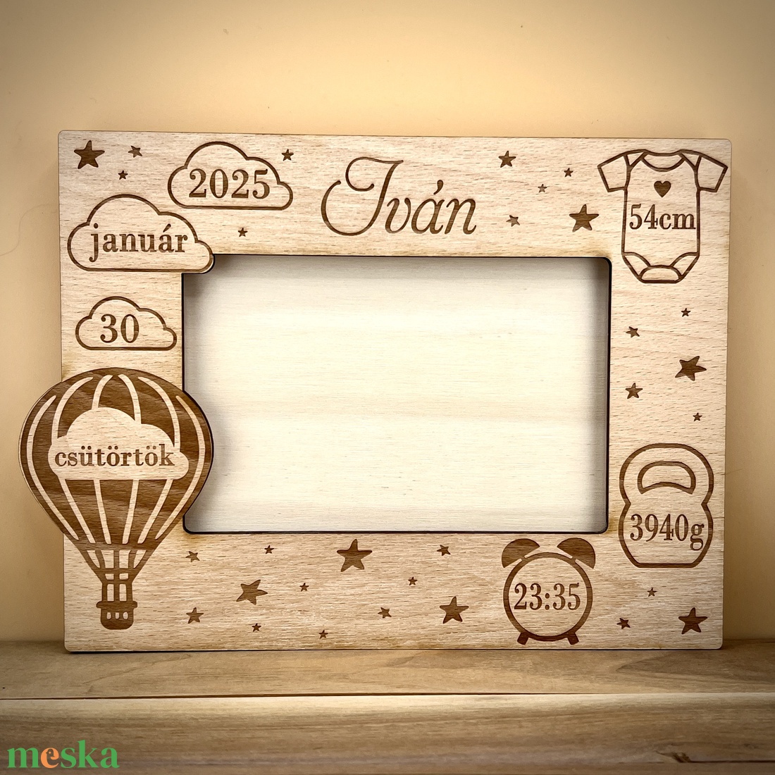 Fotókeret, képkeret babáknak születési adatokkal - baba - mama - babaszoba dekoráció - babaszoba kép - Meska.hu