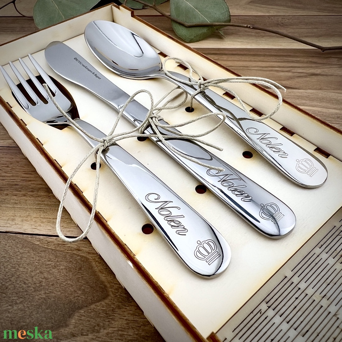 Gyermek evőeszköz készlet gravírozással - otthon & életmód - konyhafelszerelés, tálalás - tálalás - kanál & villa - Meska.hu
