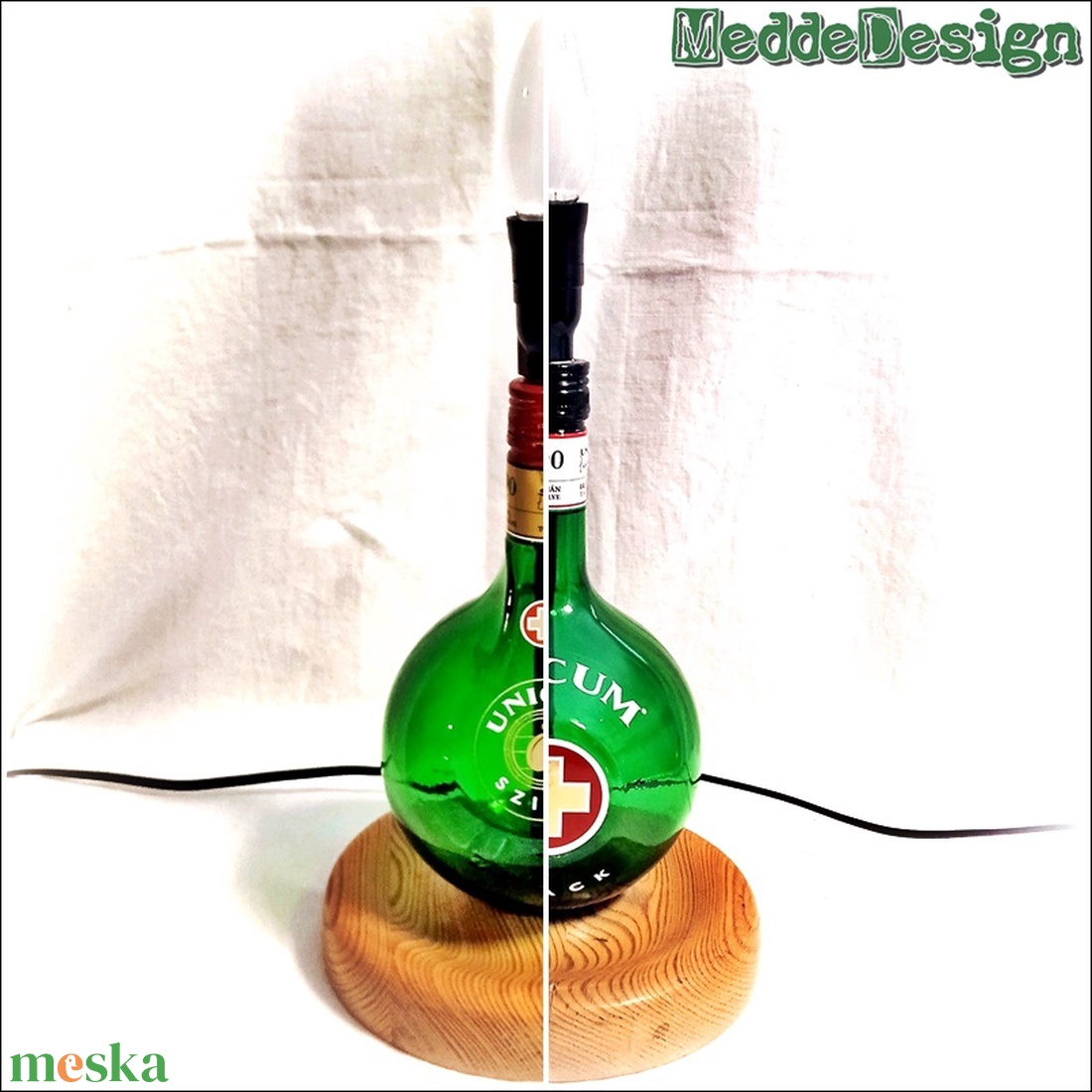 Retro Unicum Fan típusú éjjeli hangulatlámpa pár fából és üvegből - otthon & lakás - lámpa - hangulatlámpa - Meska.hu