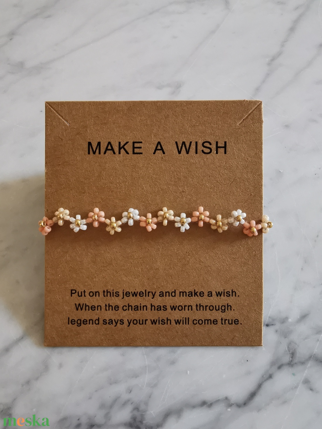 Cikkcakk virágos karkötő  - ékszer - karkötő - gyöngyös karkötő - Meska.hu