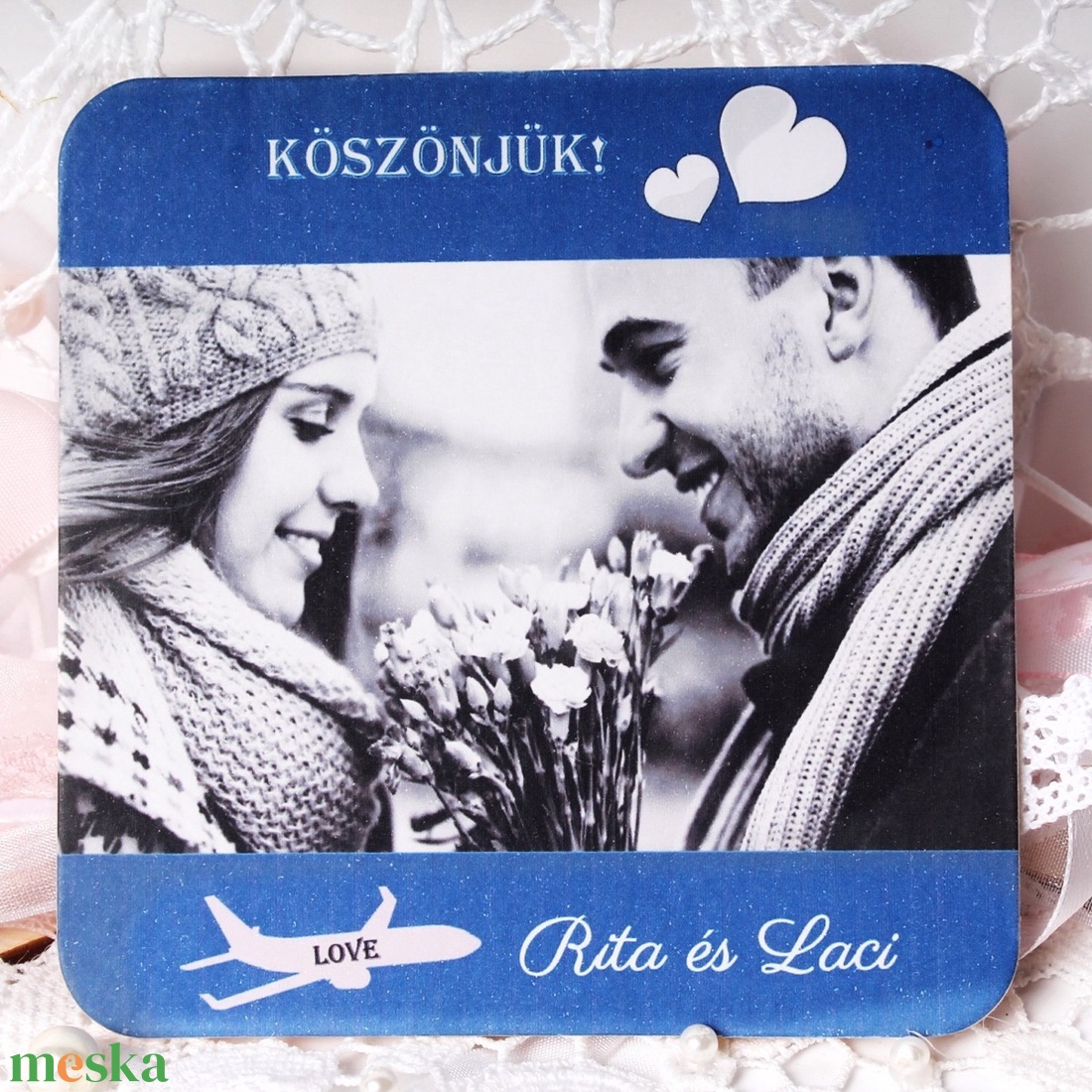 Köszönetajándék söralátét fotóval - esküvő - emlék & ajándék - köszönőajándék - Meska.hu