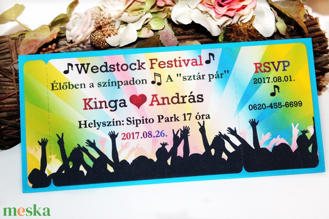 Koncertjegy esküvői meghívó - esküvő - meghívó & kártya - meghívó - Meska.hu
